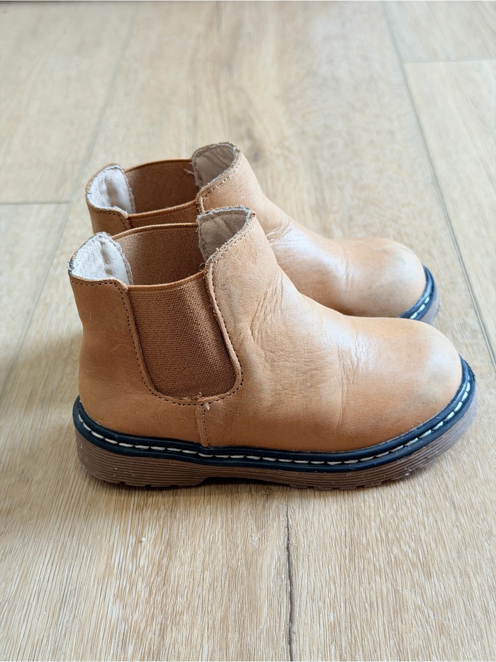 Kids Tan Chelsea Boots with Elastic Side Panels
